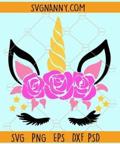 Floral Unicorn face svg