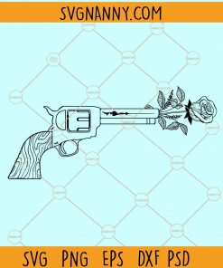 Floral Vintage revolver pistol svg