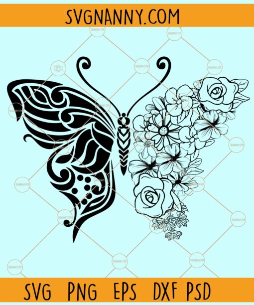 Floral butterfly svg