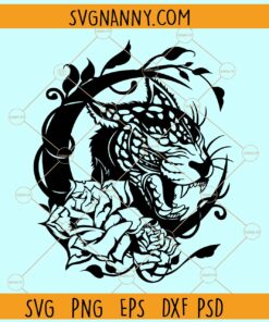 Floral leopard tattoo svg