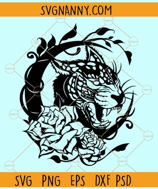Floral leopard tattoo svg