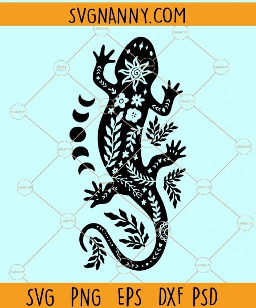 Floral lizard svg