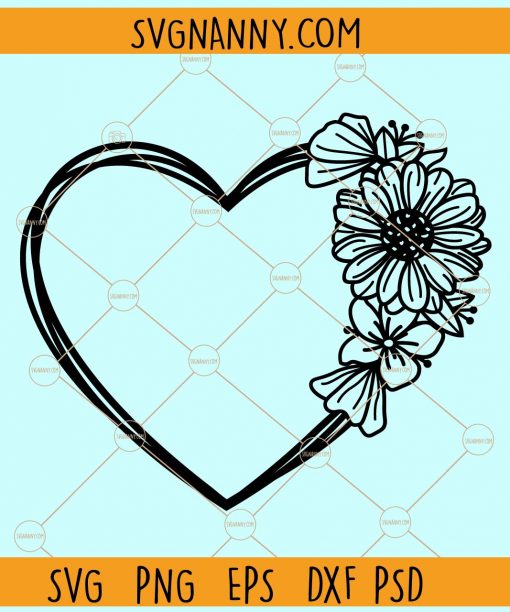 Floral love heart svg