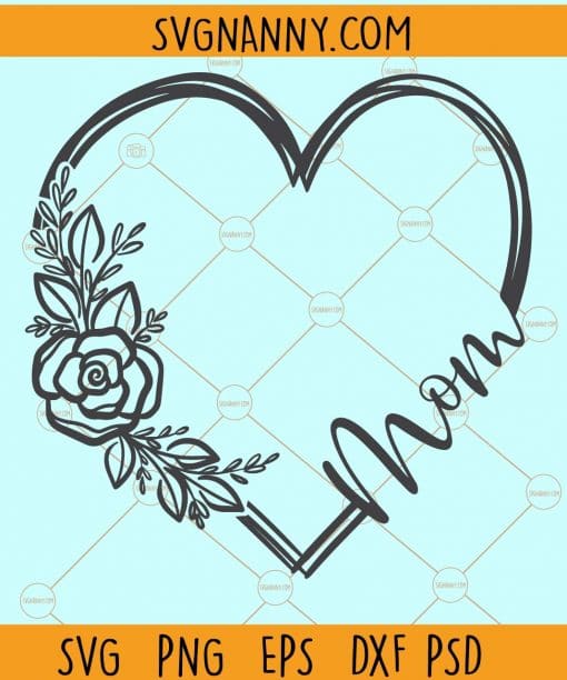 Floral mom heart svg