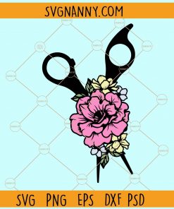 Floral scissors svg