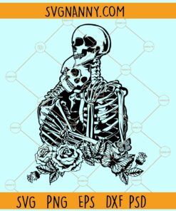 Floral skeleton couple with butterflies svg