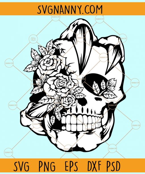 Floral skull monster claws grip svg