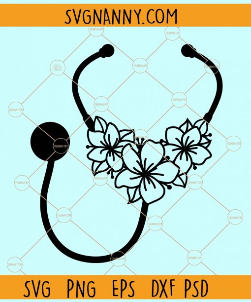 Floral stethoscope svg