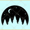 Forest moon and stars Night time Nature svg