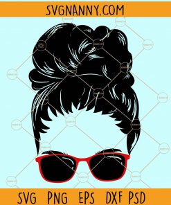 Girl messy bun sunglasses svg