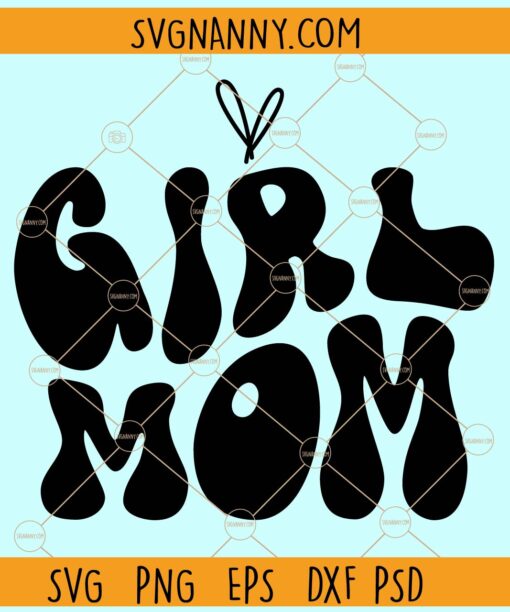 Girl mom wavy letters with butterfly svg