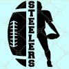 Half football half player Steelers monogram svg