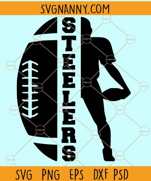 Half football half player Steelers monogram svg
