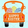 Happy easter truck with eggs svg