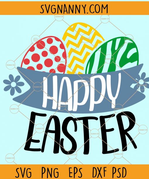 Happy easter with eggs svg