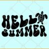 Hell summer wavy letters with turtle svg