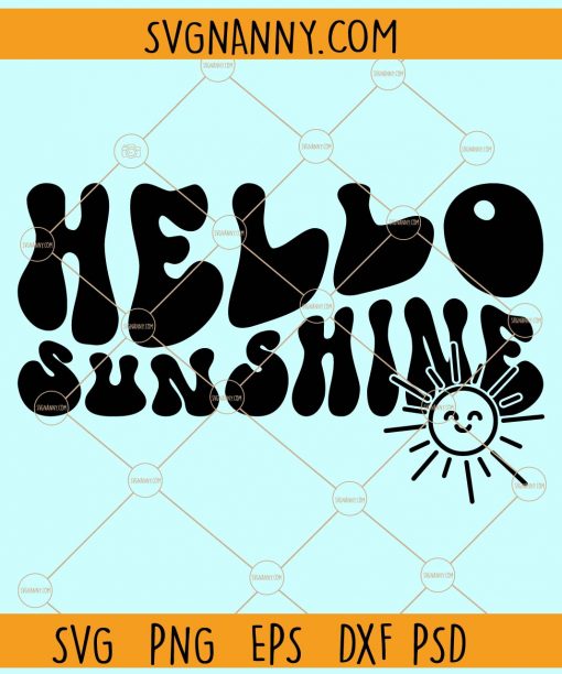 Hello sunshine wavy letters smiley face svg