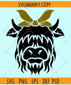 Highland cow head with bandana svg