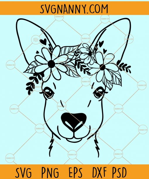 Kangaroo floral crown svg