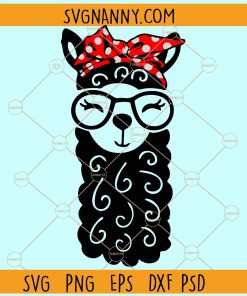 Llama with sunglasses and bandana svg