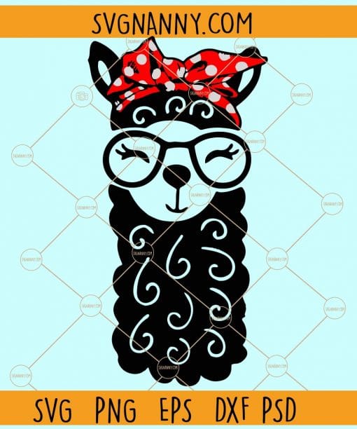 Llama with sunglasses and bandana svg