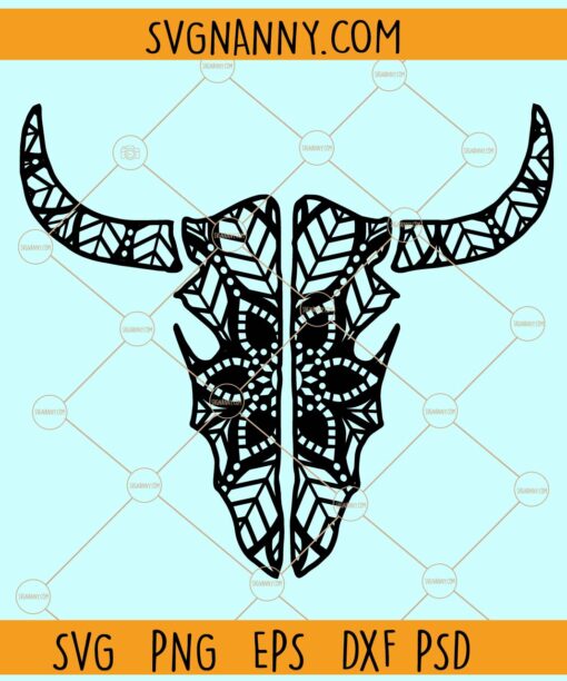 Longhorn skull mandala svg