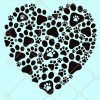 Love heart dog paw print svg