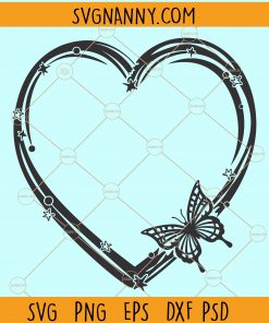 Love heart with butterfly svg
