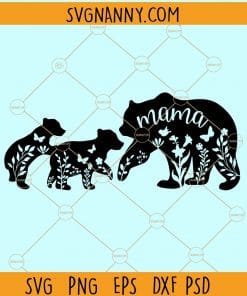 Mama bear with kids svg