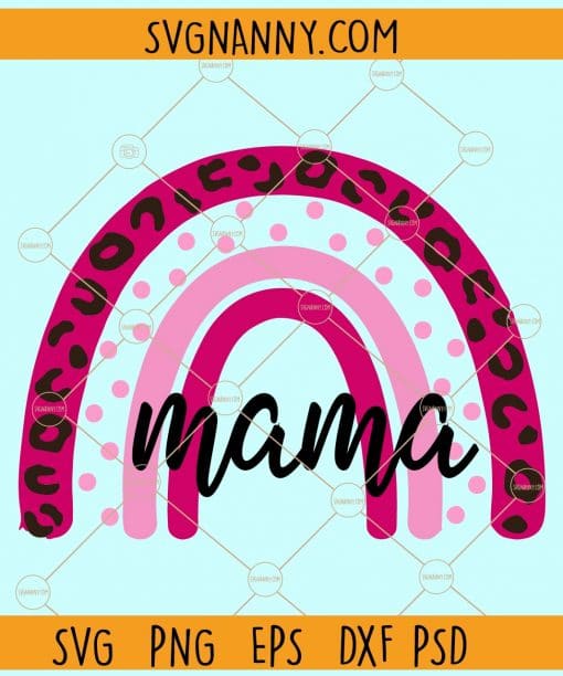 Mama leopard rainbow svg