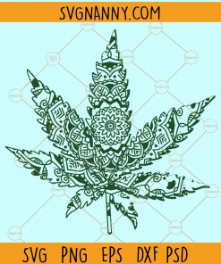 Mandala marijuana leaf svg