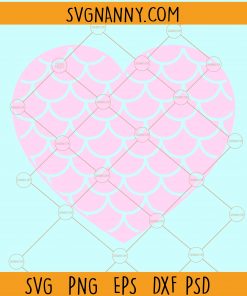 Mermaid fish scales love heart svg