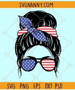 Messy bun 4th of July SVG