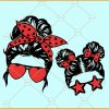 Messy bun mom life kid life svg