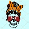 Messy bun skull bengals football svg