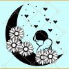 Mother with child on sunflower crescent moon svg