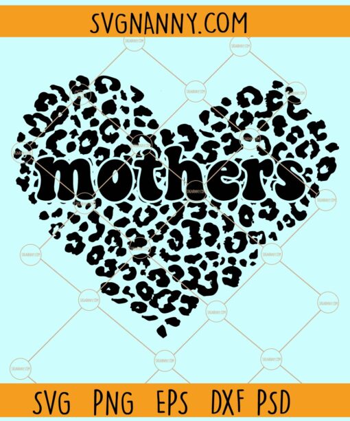 Mothers leopard print heart svg