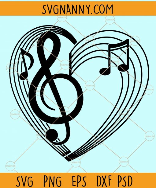 Music notes heart svg