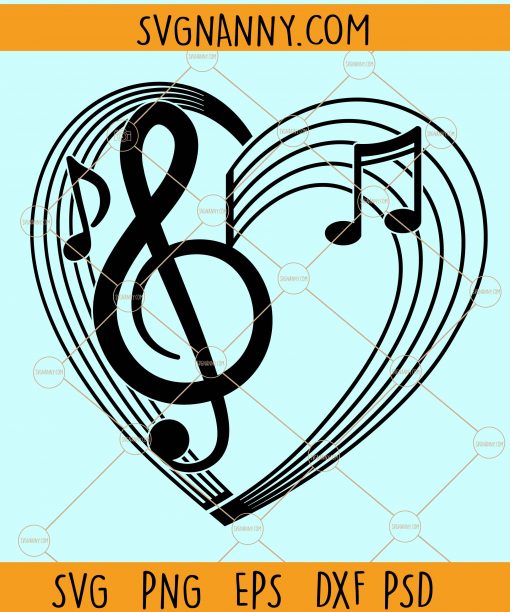 Music notes heart svg