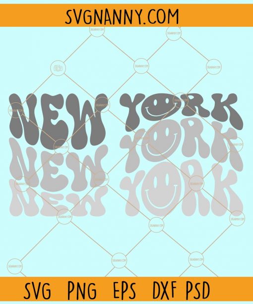 New York wavy stacked smiley face svg