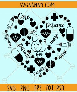 Nurse heart with medical objects svg