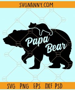 Papa bear with cub silhouette svg