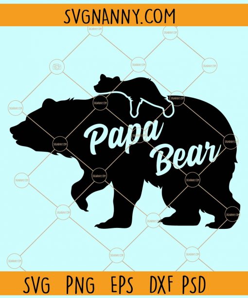 Papa bear with cub silhouette svg