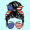 Patriotic messy bun svg