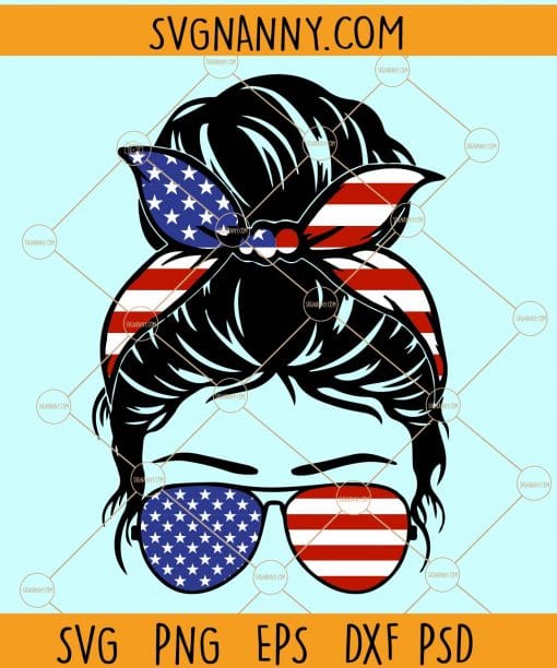 Patriotic messy bun svg