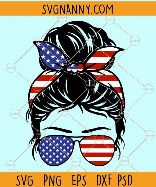 Patriotic messy bun svg