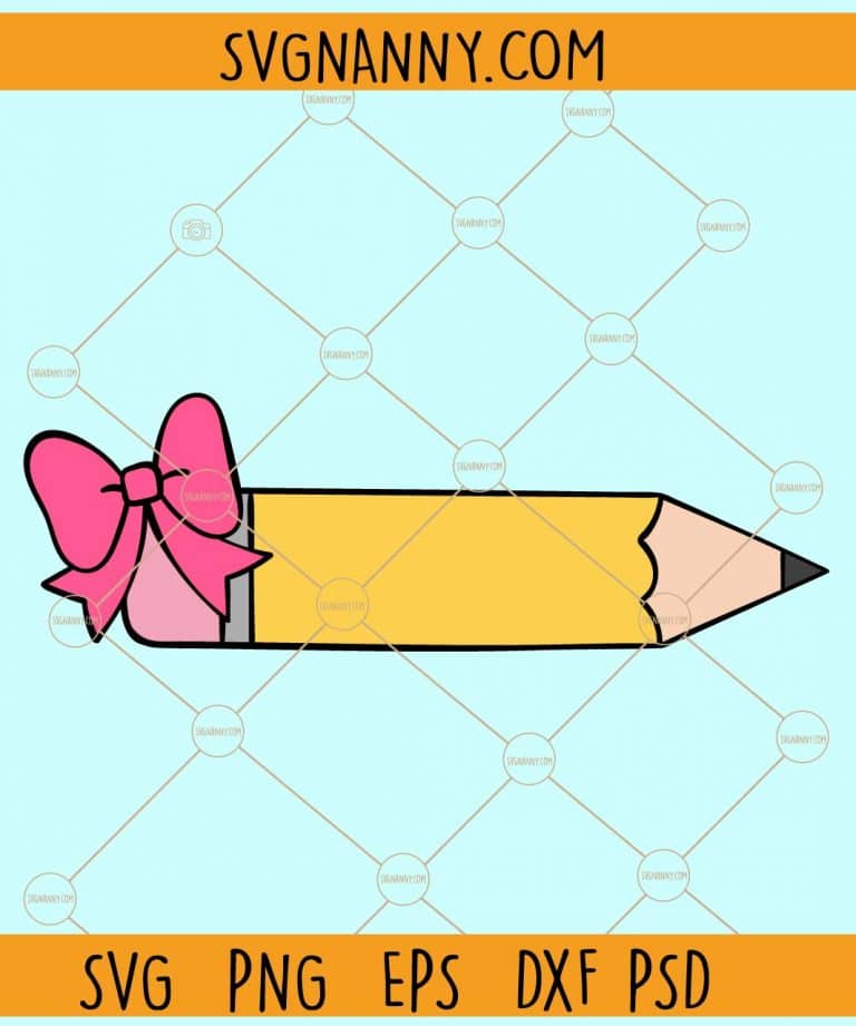 Pencil with bow svg, Girl pencil svg, School Pencil SVG, Pencil SVG