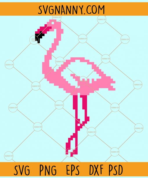 Pixel flamingo clipart svg