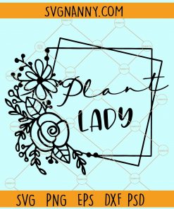 Plant lady floral double square frame svg