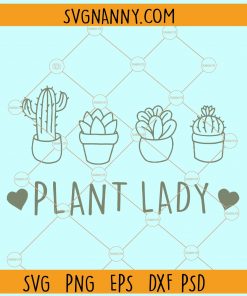 Plant lady with potted plants svg